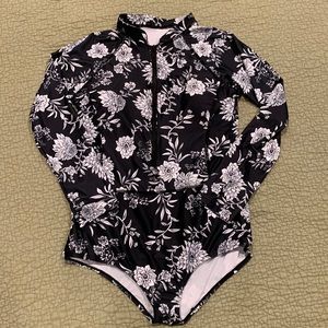 SHEIN one-piece sleeved zip-front swimsuit